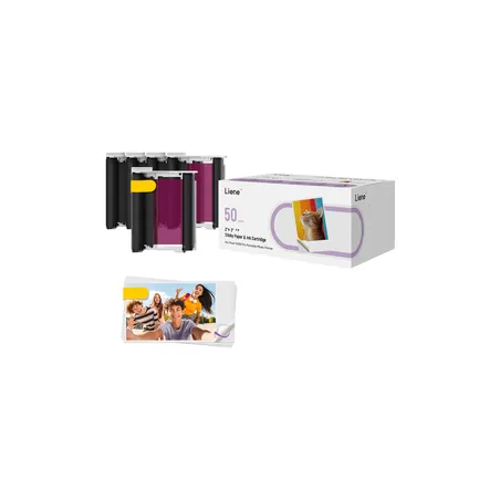 Liene 2x3" Photo Paper, 50 sheets + 5 ink cartridges